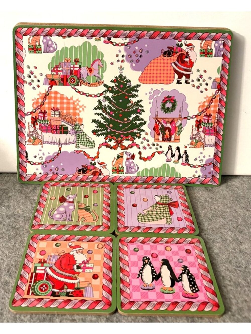 Cathy Kidston Christmas Designed Place Mats and Coasters  11.25" x 8.5"  #3410
